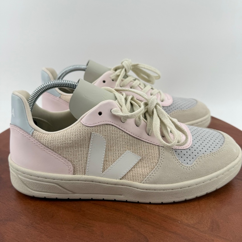 Veja V-10 B-Mesh Sneakers Pink Grey Beige Sustainable Low Top Brazil Men 9